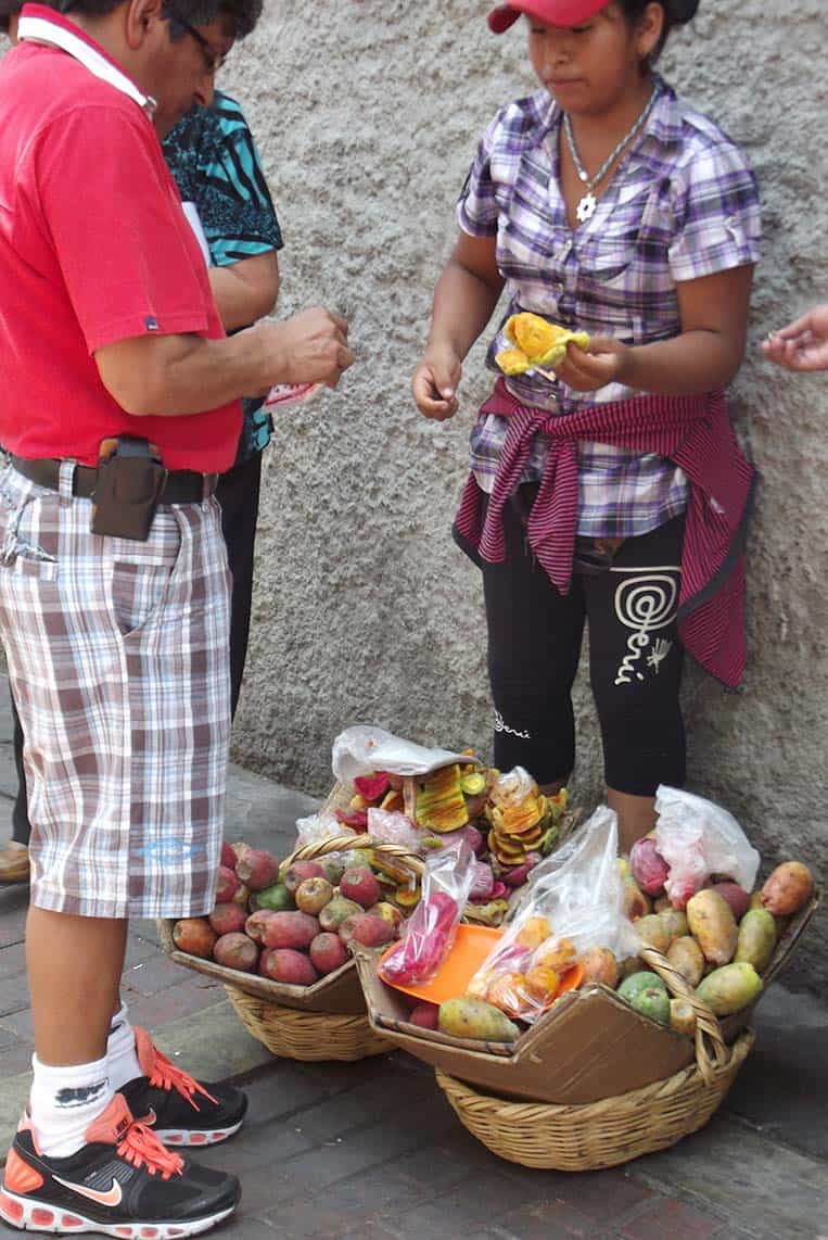 Kaktusfrucht-Verkäuferin in Lima