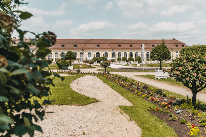 Die Orangerie im Hofgarten in Ansbach, Bayern, Deutschland