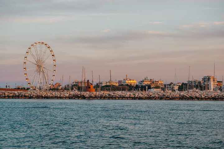 Strand Rimini, Emilia-Romagna, Italien