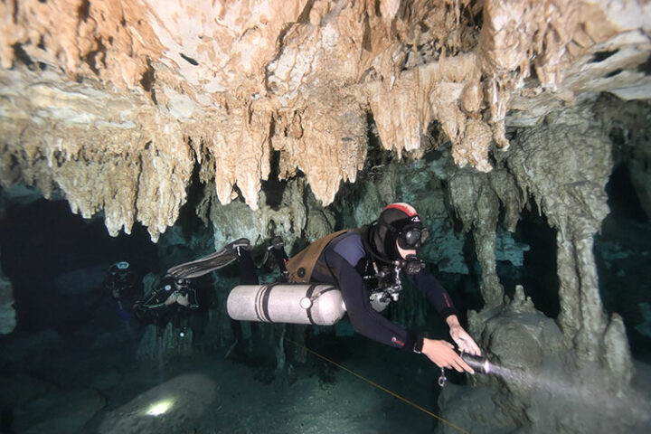 Tauchen im Sistema Dos Ojos, Tulum, Mexiko