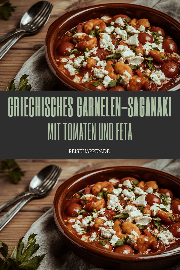 Griechisches Garnelen-Saganaki mit Tomaten und Feta