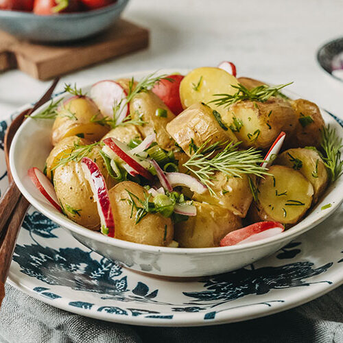 Rezept für schwedischen Kartoffelsalat mit gebackenen Kartoffeln